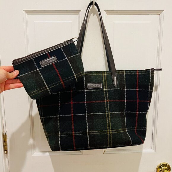 Barbour Tartan Tote Bag - Green - Picture 15 of 16